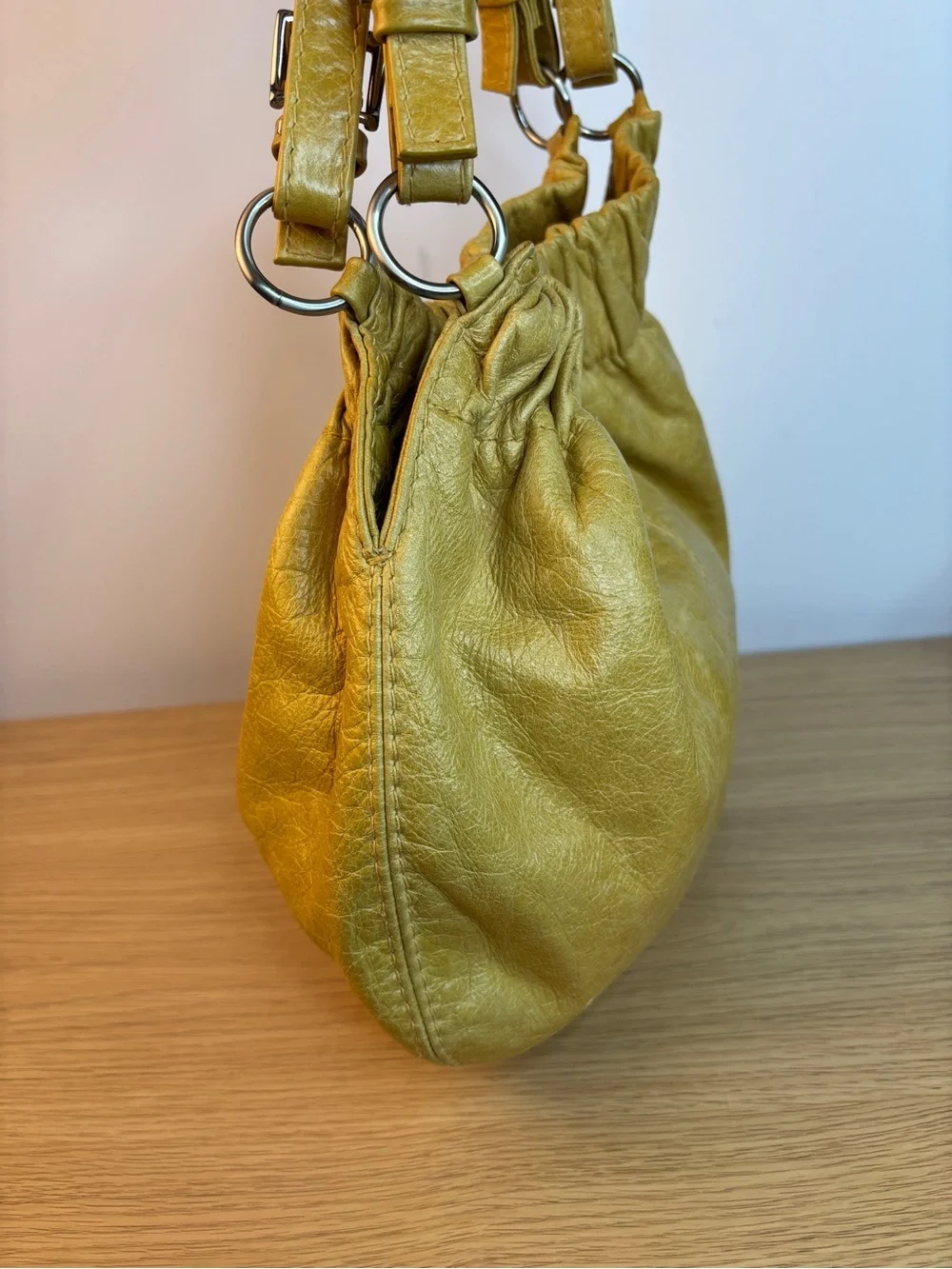 Vintage Fossil Yellow Soft Leather Slouchy Hobo Bag